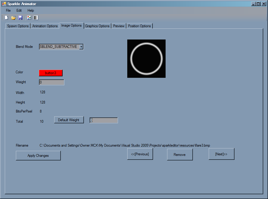 Sparkle Editor Image Tab